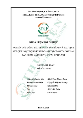 Nghiên cứu công tác kế toán bán hàng và xác định kết quả hoạt động kinh doanh tại công ty cổ phần sản phẩm và dịch vụ wow tp hà nội