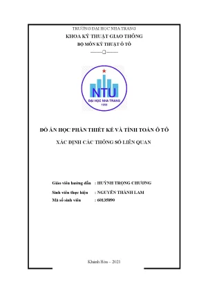Đồ án học phần thiết kế và tính toán ô tô xác định các thông số liên quan 2