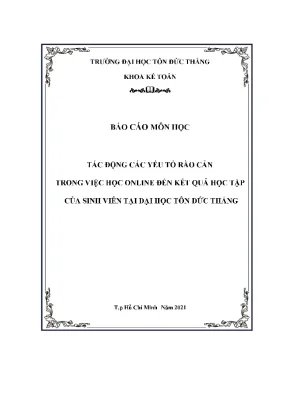 Tác động các yếu tố rào cản trong việc học online đến kết quả học tập của sinh viên tại đại học tôn đức thắng