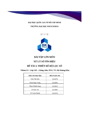 Bài tập lớn môn xử lý số tín hiệu đề tài thiết kế bộ lọc số
