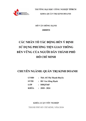 Khóa luận tốt nghiệp các nhân tố tác động đến ý định sử dụng phương tiện giao thông bền vững của người dân thành phố hồ chí minh 2