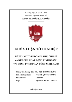 Khóa luận tốt nghiệp kế toán kiểm toán kế toán doanh thu chi phí và kết quả hoạt động kinh doanh tại công ty cổ phần công nghệ sapo