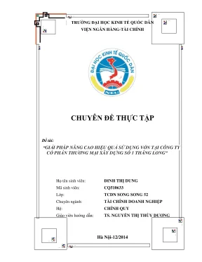 Chuyên đề thực tập giải pháp nâng cao hiệu quả sử dụng vốn tại công ty cổ phần thương mại xây dựng số 1 thăng long