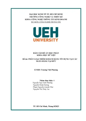 Báo cáo đồ án học phần khoa học dữ liệu đề tài phân loại nhóm khách hàng tín dụng tại các ngân hàng tại đức