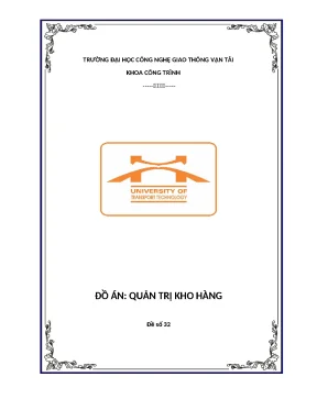 Đồ án quản trị kho hàng lập kế hoạch tổ chức dịch vụ kho hàng