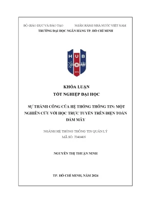 Sự thành công của hệ thống thông tin một nghiên cứu với học trực tuyến trên điện toán đám mây khóa luận tốt nghiệp đại học