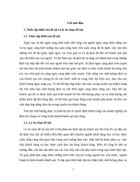 Luận văn tốt nghiệp chất lượng dịch vụ chăm sóc khách hàng của khách sạn sài gòn 85