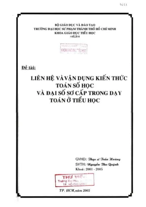 Khóa luận tốt nghiệp giáo dục tiểu học liên hệ và vận dụng kiến thức toán số học và đại số sơ cấp trong dạy toán ở tiểu học