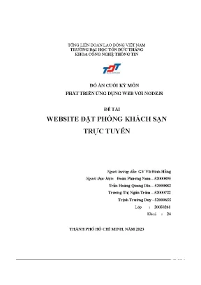 Đồ án cuối kỳ môn phát triển ứng dụng web với nodejs đề tài website đặt phòng khách sạn trực tuyến