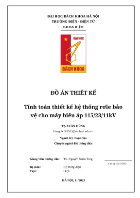 Đồ án thiết kế¬ tính toán thiết kế hệ thống rơle bảo vệ cho máy biến áp 1152311kv