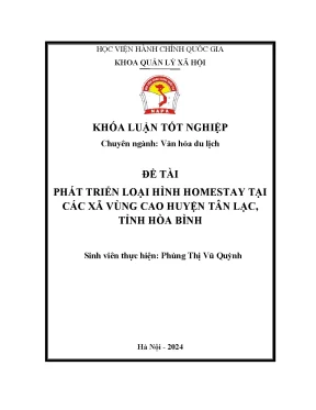 Khóa luận phát triển loại hình homestay tại các xã vùng cao huyện tân lạc tỉnh hòa bình