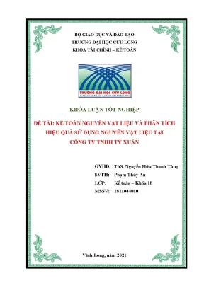 Khoá luận tốt nghiệp kế toán nguyên vật liệu và phân tích hiệu quả sử dụng nguyên vật liệu tại công ty tnhh tỷ xuân