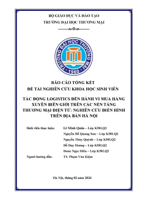 Tác động logistics đến hành vi mua hàng xuyên biên giới trên các nền tảng thương mại điện tử nghiên cứu điển hình trên địa bàn hà nội