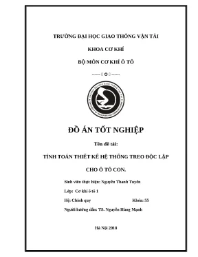 Đồ án tính toán thiết kế hệ thống treo