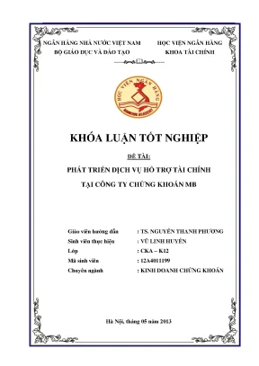 Khóa luận tốt nghiệp tài chính phát triển dịch vụ hỗ trợ tài chính tại công ty chứng khoán mb