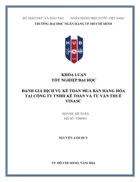 Đánh giá dịch vụ kế toán mua bán hàng hóa tại công ty tnhh kế toán và tư vấn thuế vinasc khóa luận tốt nghiệp đại học