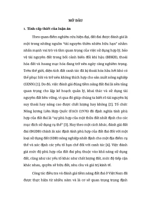 Luận án ts đltnmt đánh giá tài nguyên đất phục vụ sản xuất nông nghiệp bền vững trong bối cảnh bđkh tỉnh thái bình và nam định