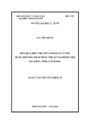 Kết quả điều trị chửa ngoài tử cung bằng phương pháp phẫu thuật tại bệnh viện đa khoa tỉnh cao bằng