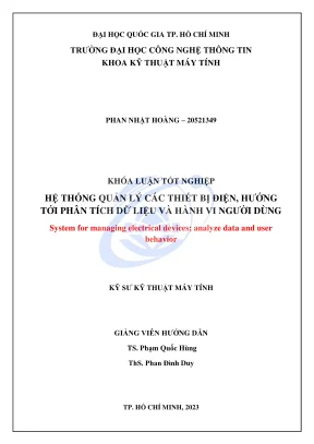 Khóa luận tốt nghiệp kỹ thuật máy tính hệ thống giám sát quản lý kiểm soát các thiết bị điện hướng tới phân tích dữ liệu và hành vi người dùng