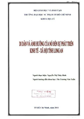 Khóa luận tốt nghiệp địa lý di dân và ảnh hưởng của nó đến sự phát triển kinh tế xã hội tỉnh long an