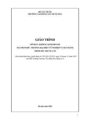 Giáo trình khởi sự kinh doanh ngành nghiệp vụ bán hàng thương mại điện tử trung cấp
