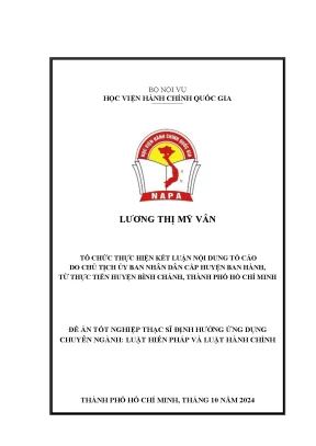 Tổ chức thực hiện kết luận nội dung tố cáo do chủ tịch ủy ban nhân dân cấp huyện ban hành từ thực tiễn huyện bình chánh thành phố hồ chí minh