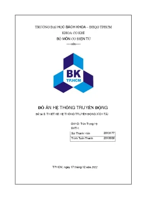Đồ án hệ thống truyền động đề tài 5 thiết kế hệ thống truyền động xích tải