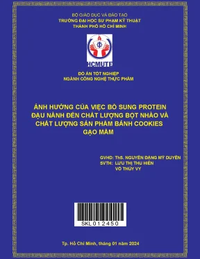 Ảnh hưởng của việc bổ sung protein đậu nành đến chất lượng bột nhào và chất lượng sản phẩm bánh cookies gạo mầm