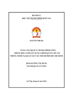 Cung ứng dịch vụ hành chính công trong bối cảnh xây dựng chính quyền đô thị thông minh tại quận gò vấp thành phố hồ chí minh
