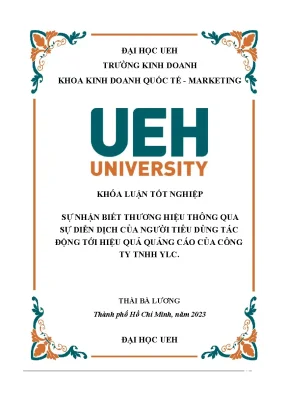 Khóa luận tốt nghiệp sự nhận biết thương hiệu thông qua sự diễn dịch của người tiêu dùng tác động tới hiệu quả quảng cáo của công ty tnhh ylc