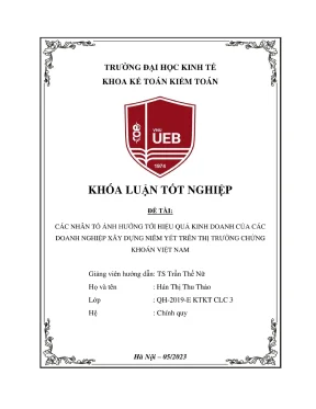 Khóa luận tốt nghiệp các nhân tốt ảnh hưởng tới hiệu quả kinh doanh của các doanh nghiệp xây dựng niêm yết trên thị trường chứng khoán việt nam