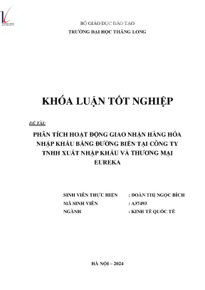 Phân tích hoạt động giao nhận hàng hóa nhập khẩu bằng đường biển tại công ty tnhh xuất nhập khẩu và thương mại eureka