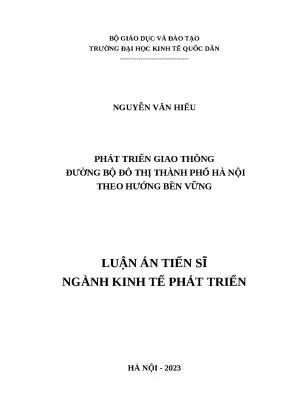 Luận án phát triển giao thông đường bộ đô thị theo hướng bền vững