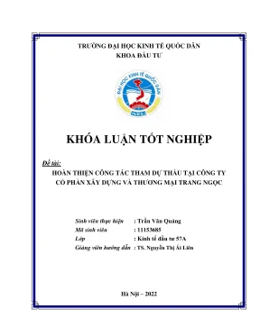 Khóa luận tốt nghiệp hoàn thiện công tác tham dự thầu tại công ty cổ phần xây dựng và thương mại trang ngọc