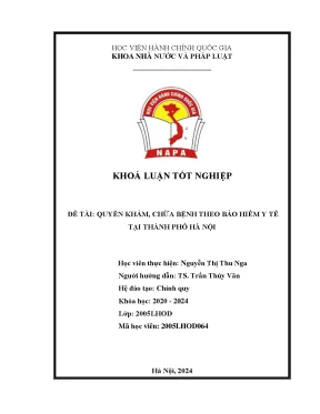 Khoá luận tốt nghiệp quyền khám chữa bệnh theo vào hiểm y tế tại thành phố hà nội