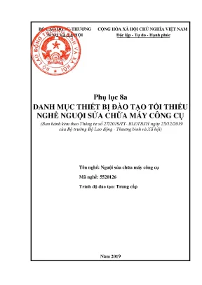 Danh mục thiết bị đào tạo tối thiểunghề nguội sửa chữa máy công cụ