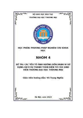 Đề tài các yếu tố ảnh hưởng đến hành vi sử dụng dịch vụ thanh toán điện tử của sinh viên trường đại học thương mại