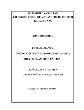 Khóa luận tốt nghiệp ngữ văn ca dao dân ca trong việc kiến tạo bối cảnh văn hóa truyện ngắn trần bảo định