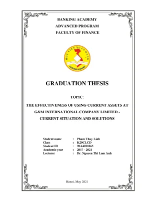 The effectiveness of using current assets at gm international company limited current situation and solutions