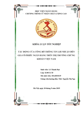 Khóa luận tốt nghiệp tác động của công bố thông tin lợi nhuận đến giá cổ phiếu ngân hàng trên thị trường chứng khoán việt nam