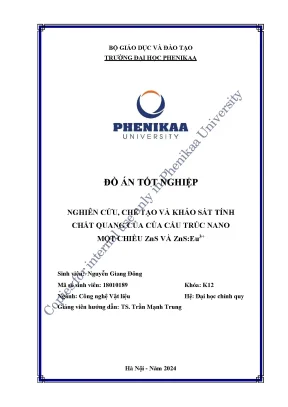 Nghiên cứu chế tạo và khảo sát tính chất quang của cấu trúc nano 1 chiều zns eu3