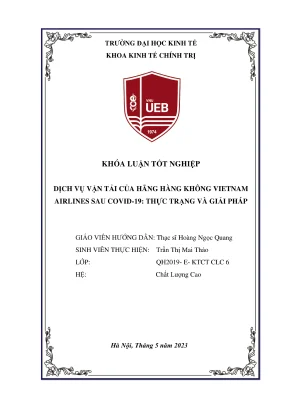 Khóa luận tốt nghiệp kinh tế chính trị dịch vụ vận tải của hãng hàng không vietnam airlines sau covid 19 thực trạng và giải pháp