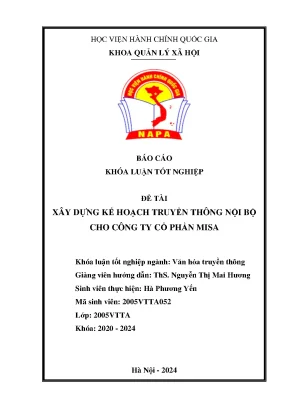 Khoá luận xây dựng kế hoạch truyền thông cho công ty cổ phần misa