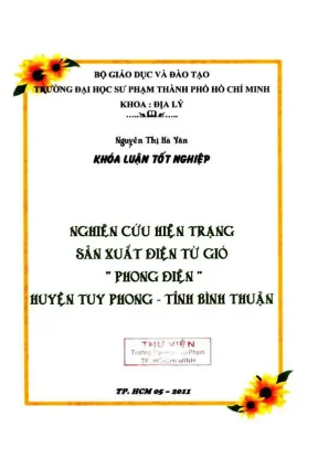 Khóa luận tốt nghiệp địa lý nghiên cứu hiện trạng sản xuất điện từ gió phong điện huyện tuy phong tỉnh bình thuận