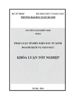 Khóa luận tốt nghiệp pháp luật về điều kiện đầu tư kinh doanh dịch vụ giáo dục