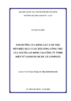 Ảnh hưởng của động lực làm việc đến hiệu quả và sự hài lòng công việc của người lao động tại công ty tnhh điện tử samsung hcmcce complex