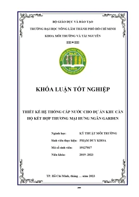 Khóa luận tốt nghiệp thiết kế hệ thống cấp nước cho dự án khu căn hộ kết hợp thương mại hưng ngân garden