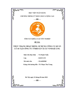 Thực trạng hoạt động áp dụng công cụ quản lý 6s tại công ty tnhh sản xuất vinh quang