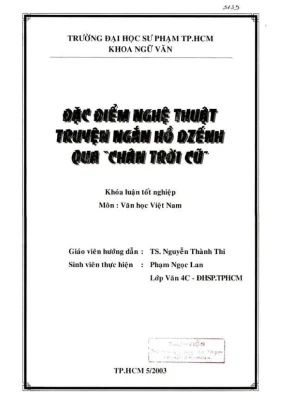 Khóa luận tốt nghiệp ngữ văn đặc điểm nghệ thuật truyện ngắn hồ dzếnh qua chân trời cũ