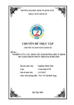 Chuyên đề thực tập nghiên cứu các nhân tố ảnh hưởng đến ý định mua bảo hiểm nhân thọ dai ichi life